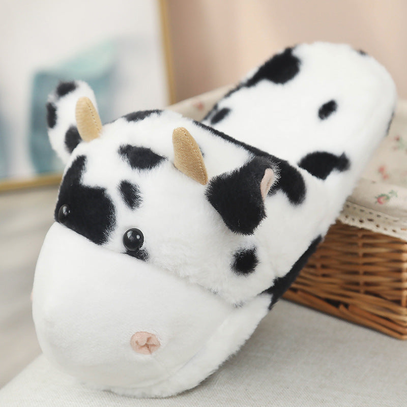 Women's Fashion Cute Cows Plush Slippers