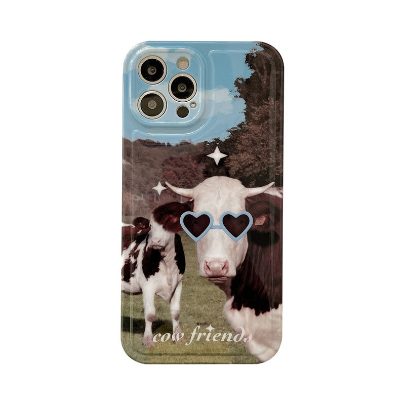 Cartoon Sunglasses Cow 13 Promax Mobile Phone Case Is Suitable