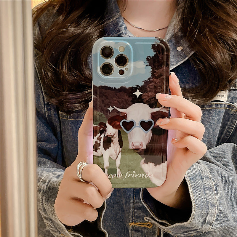 Cartoon Sunglasses Cow 13 Promax Mobile Phone Case Is Suitable